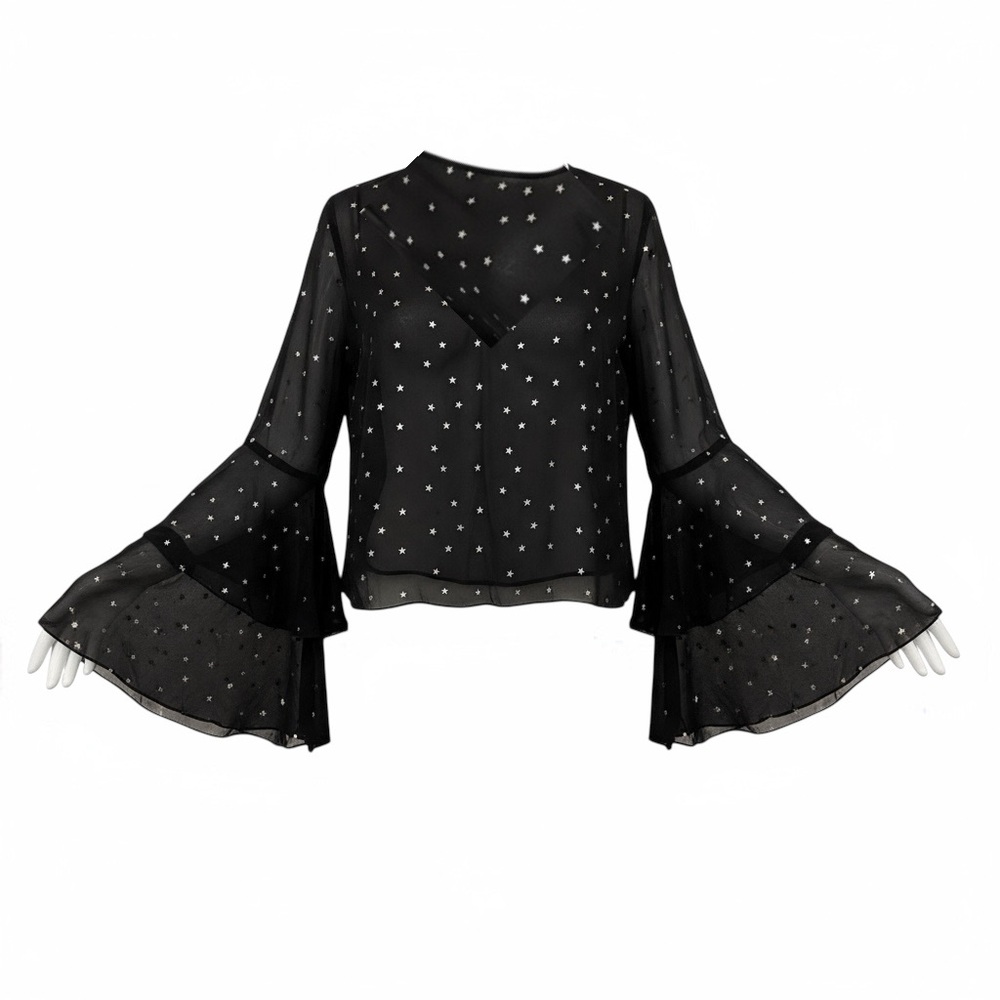 Forever 21 Black Sheer Star Blouse